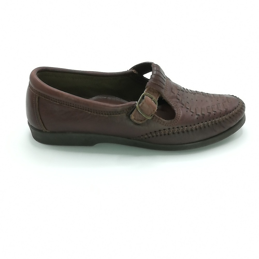 Soft‎ Spots Shoes Womens Loafer Leather Brown Comfort Slip On Buckle 7